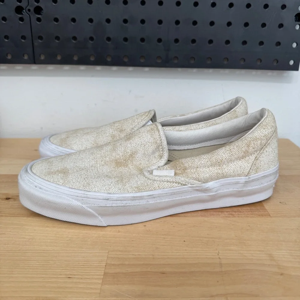 Vans OG Classic Slip-On LX Acid Wash Tan White Sneakers Mens 8 Womens 9.5 507452